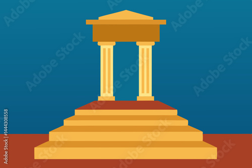 Ancient Greek Temple Architecture A Majestic Structure with Pillars and Steps
