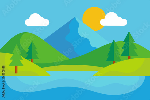 Serene Mountain Lake Landscape A Picturesque Summer Vista