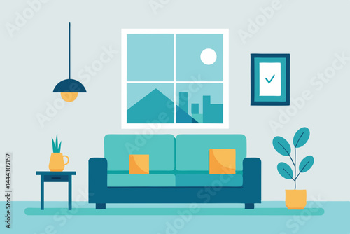 Modern Living Room Interior Design Cozy Minimalist Apartment Space with Plants and City View