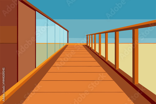 Elevated Wooden Walkway A Perspective of Modern Architecture and Design