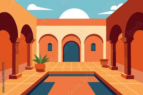 Mediterranean Courtyard A Serene Oasis of Architectural Design and Tranquil Beauty