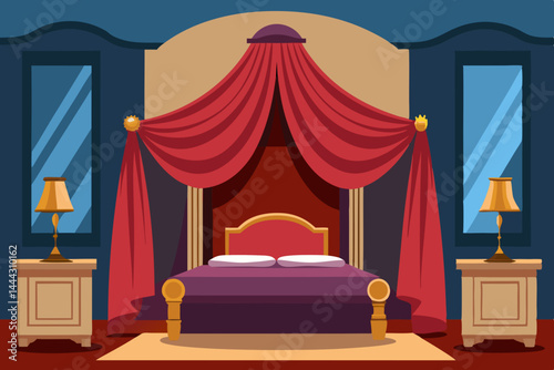 Luxurious Bedroom Design Elegant Canopy Bed and Rich Fabrics