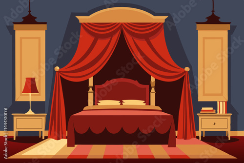 Elegant Red Canopy Bedroom Design Luxurious Interior Decor Inspiration