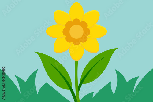 Vibrant Yellow Flower Blooming in Lush Green Grass A Springtime Delight