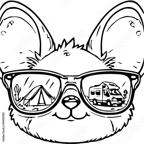 Cool Camping Koala with Sunglasses Reflecting Tent and RV
