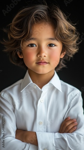 Portrait of a Young Boy with Curly Hair