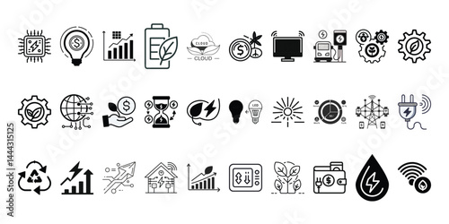 Sustainable Lifestyle Icons Set Editable Stroke