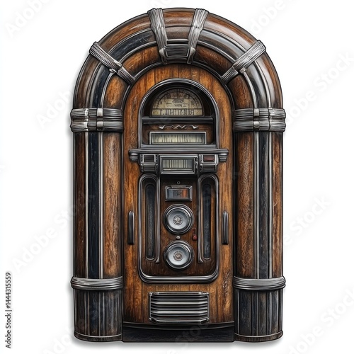 Obraz na płótnie Vintage Wooden Jukebox: A Nostalgic Musical Relic w salonie