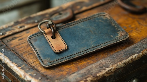 Obraz na płótnie Vintage Leather Keychain: Rustic Charm and Handcrafted Detail w salonie