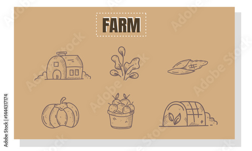 Rustic Farm Life Logo Collection Featuring Barn, Tractor and Harvest Icons