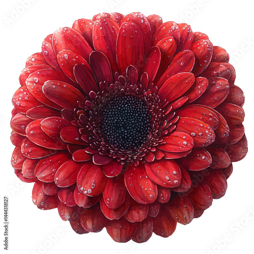 illustration of Gerbera Daisy Behind Frosted Glass, watercolor vector, isolated on a white background.