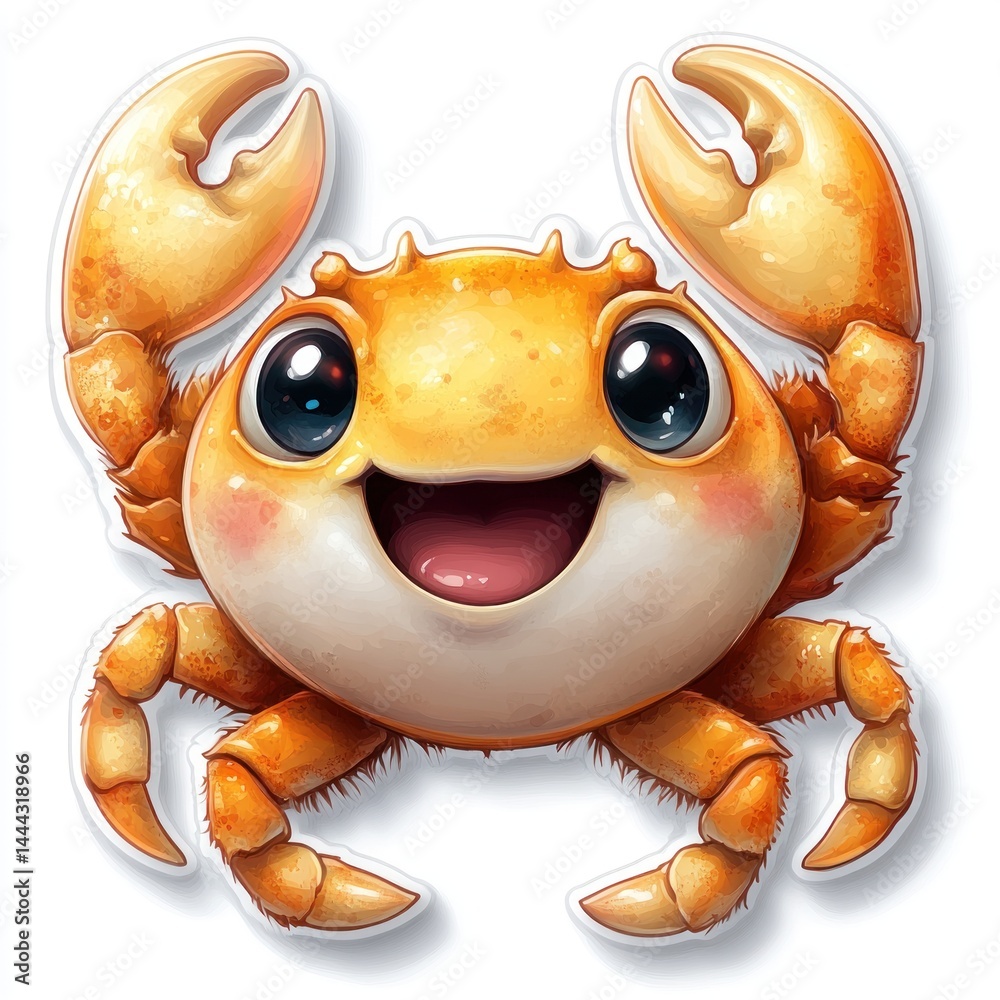 Adorable Happy Crab Illustration