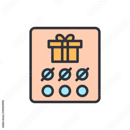 Lottery colored icons, minimalist vector illustration ,simple transparent graphic element .Isolated on white background