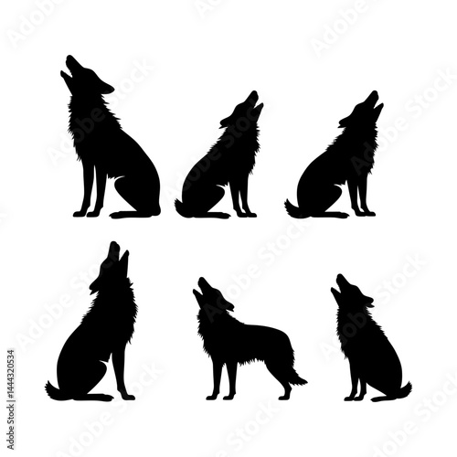 Solo Wolf Silhouette with Moonlight Background