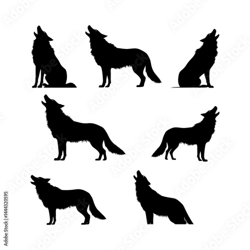 Wolf Silhouette Howling Beneath Full Moon