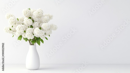 White flowers in vase on plain background