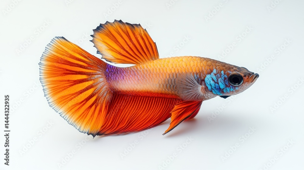 Fototapeta premium Stunning Halfmoon Betta Fish: Vibrant Orange and Blue