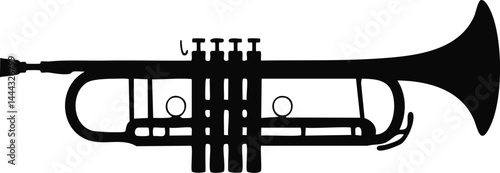 Vector Black and White Trumpet Silhouette with Minimalist Design and Clean Lines