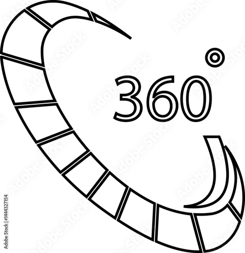 Angle 360 degrees icon Rotation Degree icons Flat vector, geometric mathematical angle radian of 360 rotation arrow symbol, isolated on transparent background, used for mobile app, web page or ui