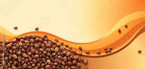 Abstract coffee bean wave background, simple flat vector illustration, swirl, coffee shop