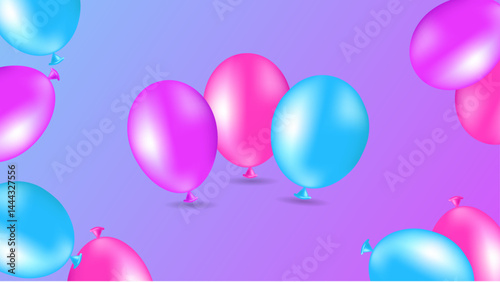 Greeting banner or poster design with realistic flying helium glossy balloons