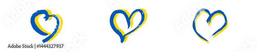 Set of hearts in Ukrainian colors