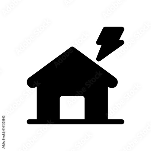 Icon House with a lightning bolt on it. The house is black