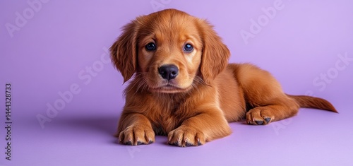 Adorable Golden Retriever Puppy on Lavender Background