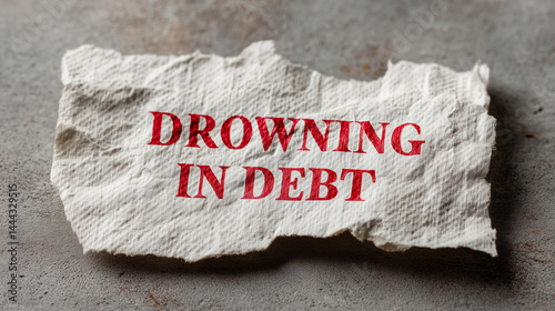Financial Strain: A close-up captures a crumpled note with the words 