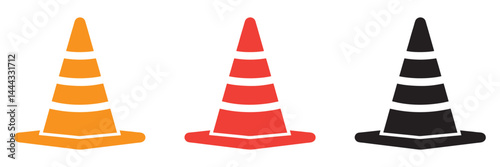 Traffic Cone vector icon collection, vector illustration set on white background