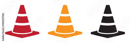 Traffic Cone vector icon collection, vector illustration set on white background