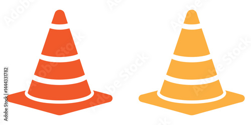 Traffic Cone vector icon collection, vector illustration set on white background
