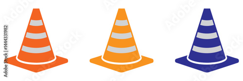Traffic Cone vector icon collection, vector illustration set on white background