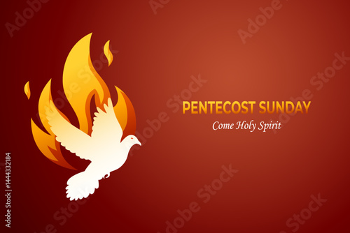 Pentecost sunday abstract banner illustration. Horizontal poster. Website header. Social media post, prayer card
