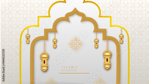 Creative islamic new year design with hanging lanterns