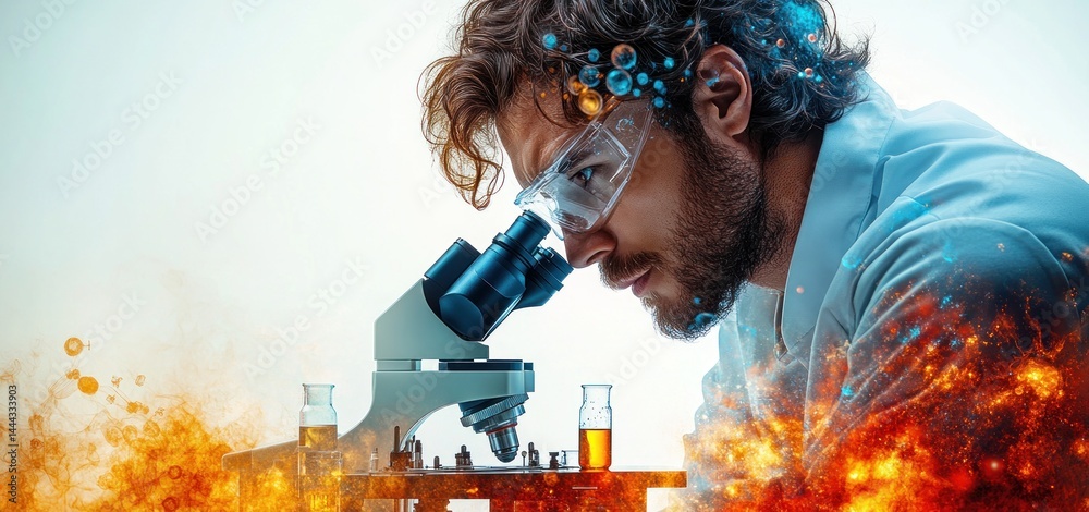 Scientist Exploring Microscopic World: A Fusion of Science and Energy