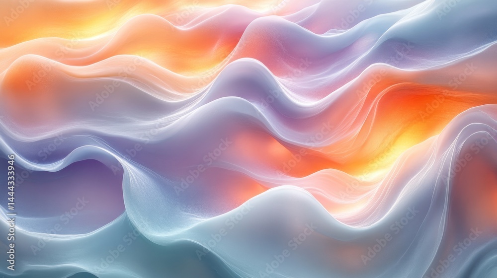 Abstract Waves of Serenity: A Digital Painting of Pastel Hues
