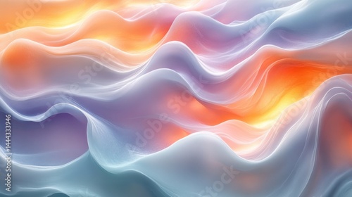 Obraz na płótnie Abstract Waves of Serenity: A Digital Painting of Pastel Hues w salonie