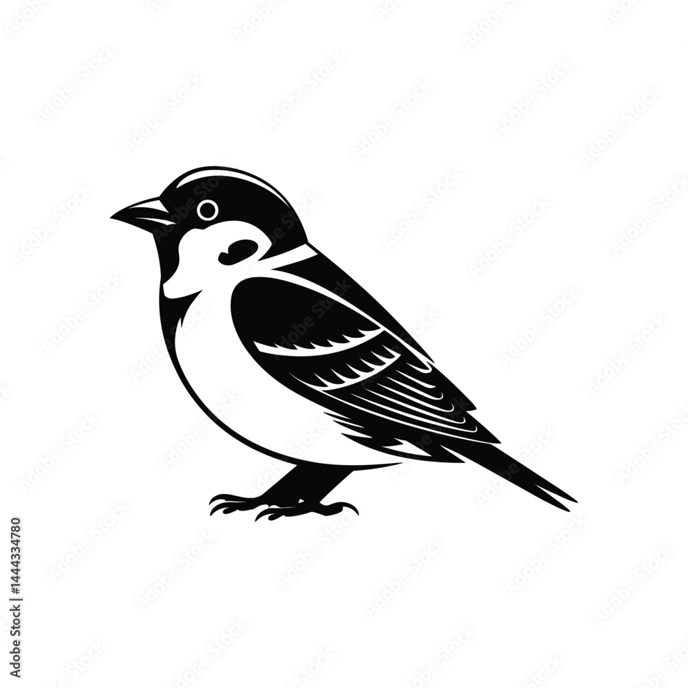 Fototapeta premium A goldcrest bird silhouette black vector artwork illustration