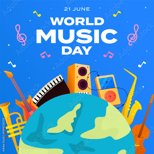 gradient illustration design for happy world music day