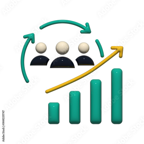 Team growth icon shows upward trend