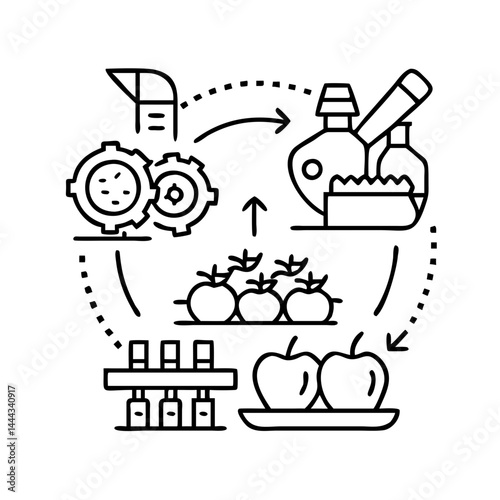 food processing icon, food processing line art - simple line art of food processing, perfect for food processing logos and icons