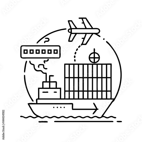 Fotografija freight forwarding icon, freight forwarding line art - simple line art of freigh