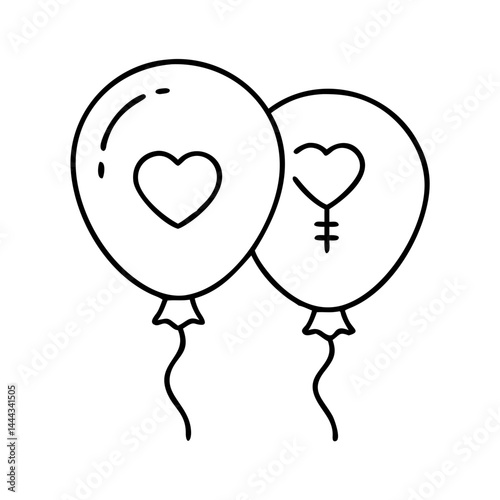 gender reveal balloon icon, gender reveal balloon line art - simple line art of gender reveal balloon, perfect for gender reveal balloon logos and icons