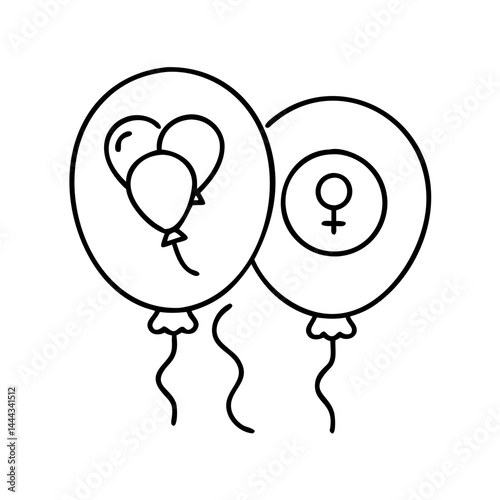 gender reveal balloon icon, gender reveal balloon line art - simple line art of gender reveal balloon, perfect for gender reveal balloon logos and icons