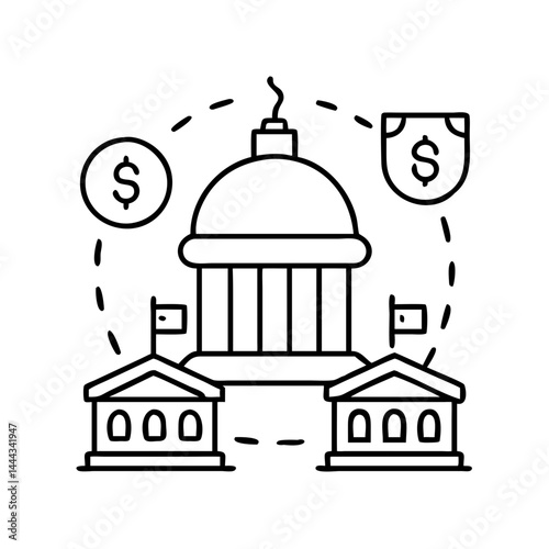 government spending icon, government spending line art - simple line art of government spending, perfect for government spending logos and icons