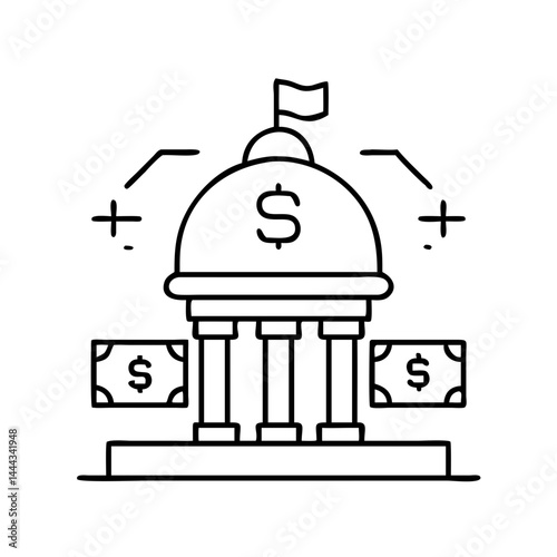 government spending icon, government spending line art - simple line art of government spending, perfect for government spending logos and icons