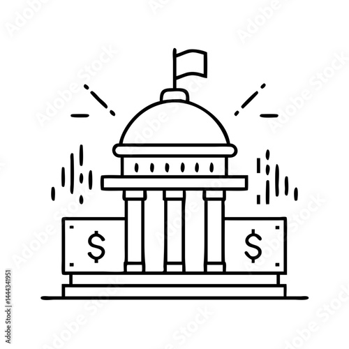 government spending icon, government spending line art - simple line art of government spending, perfect for government spending logos and icons