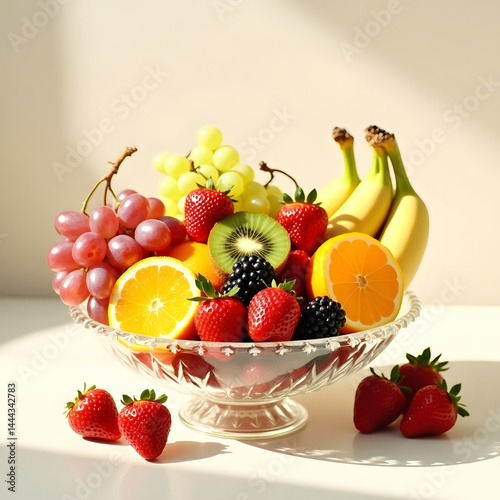 fruit salad in glass bowl