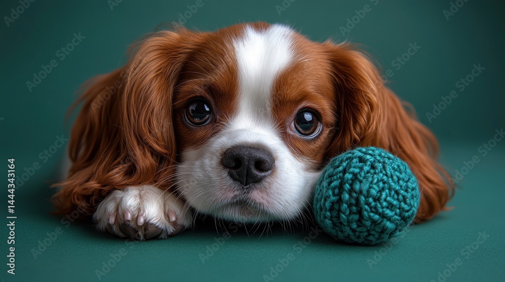 Adorable Cavalier King Charles Spaniel Puppy with Toy